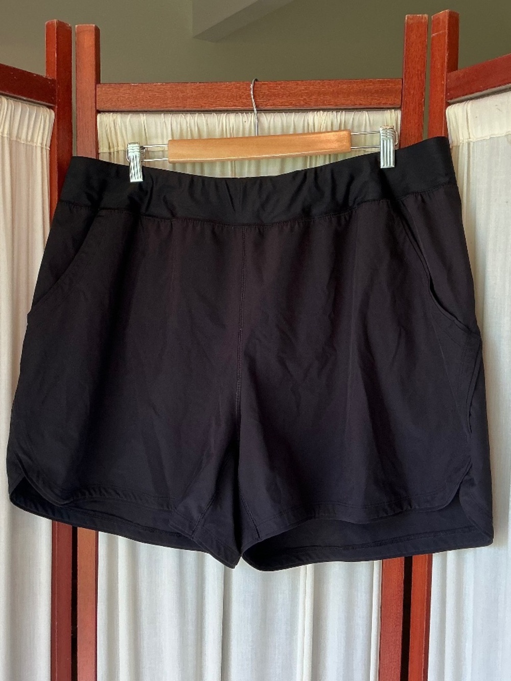 Lands End Womens Swim Board Shorts Black Side Pockets Size 22W